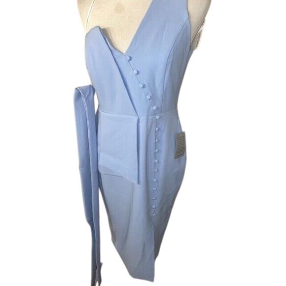 Lavish Alice Cornflower Blue One-shoulder Midi Dress - Picture 3 of 6